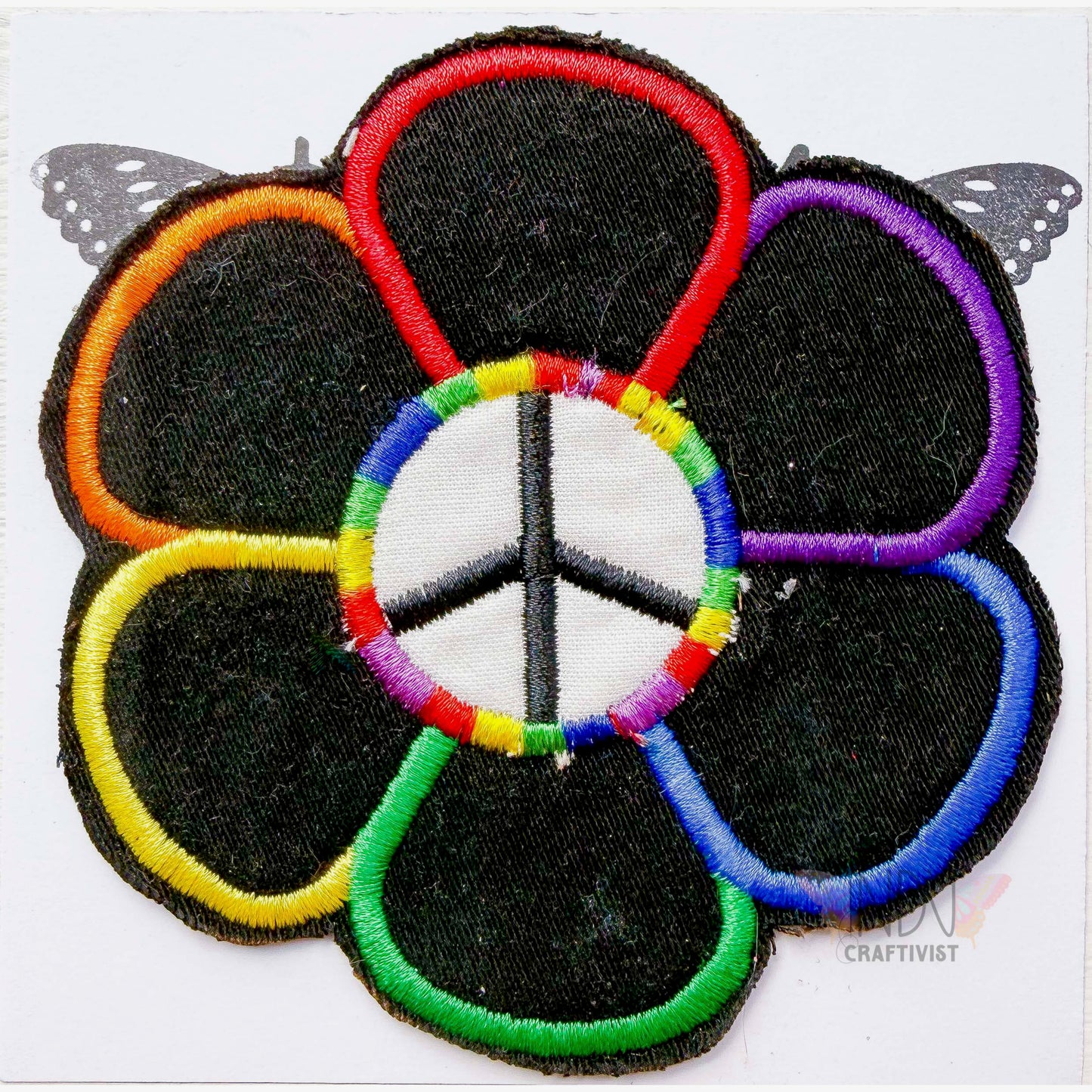 Rainbow Peace Daisy Upcycled Patch