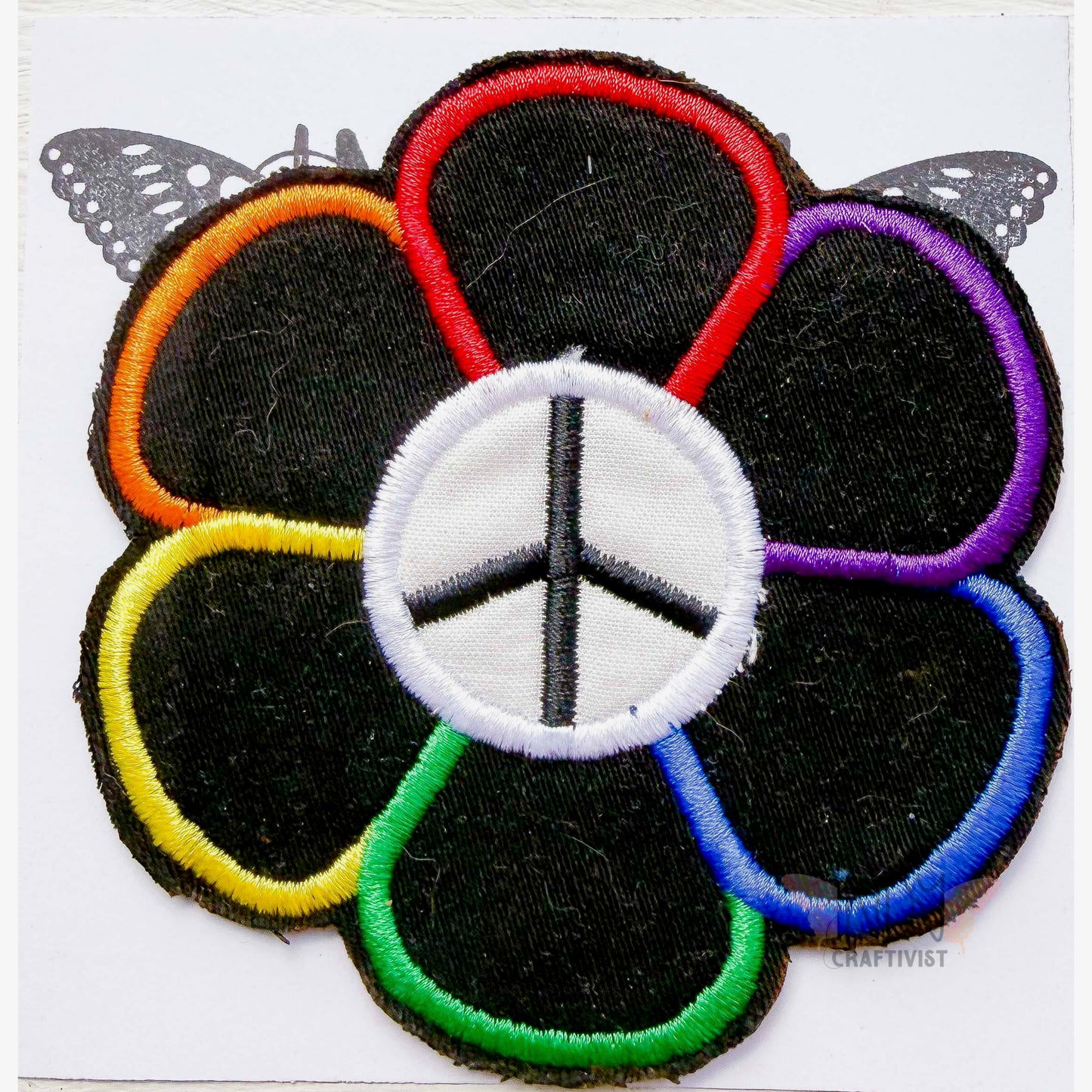 Rainbow Peace Daisy Upcycled Patch