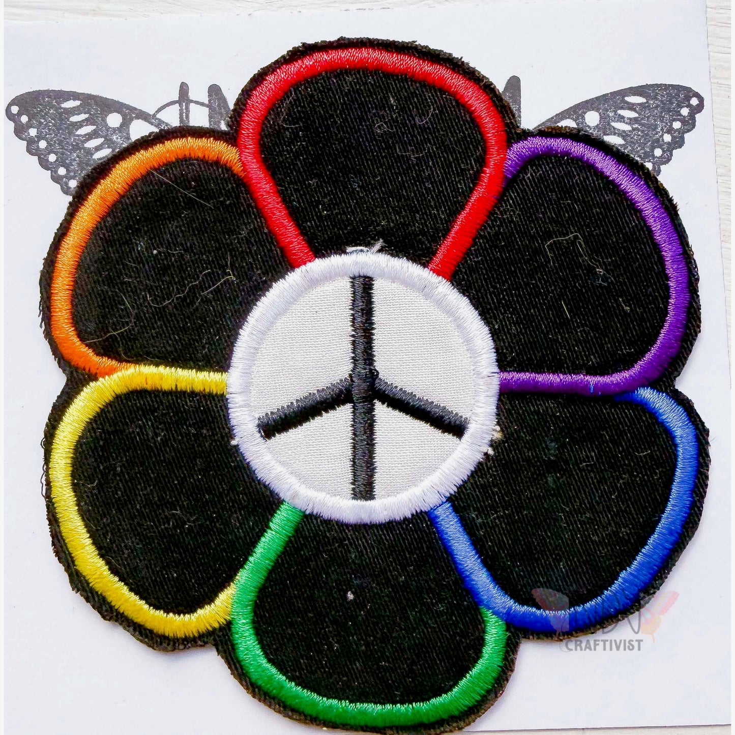 Rainbow Peace Daisy Upcycled Patch