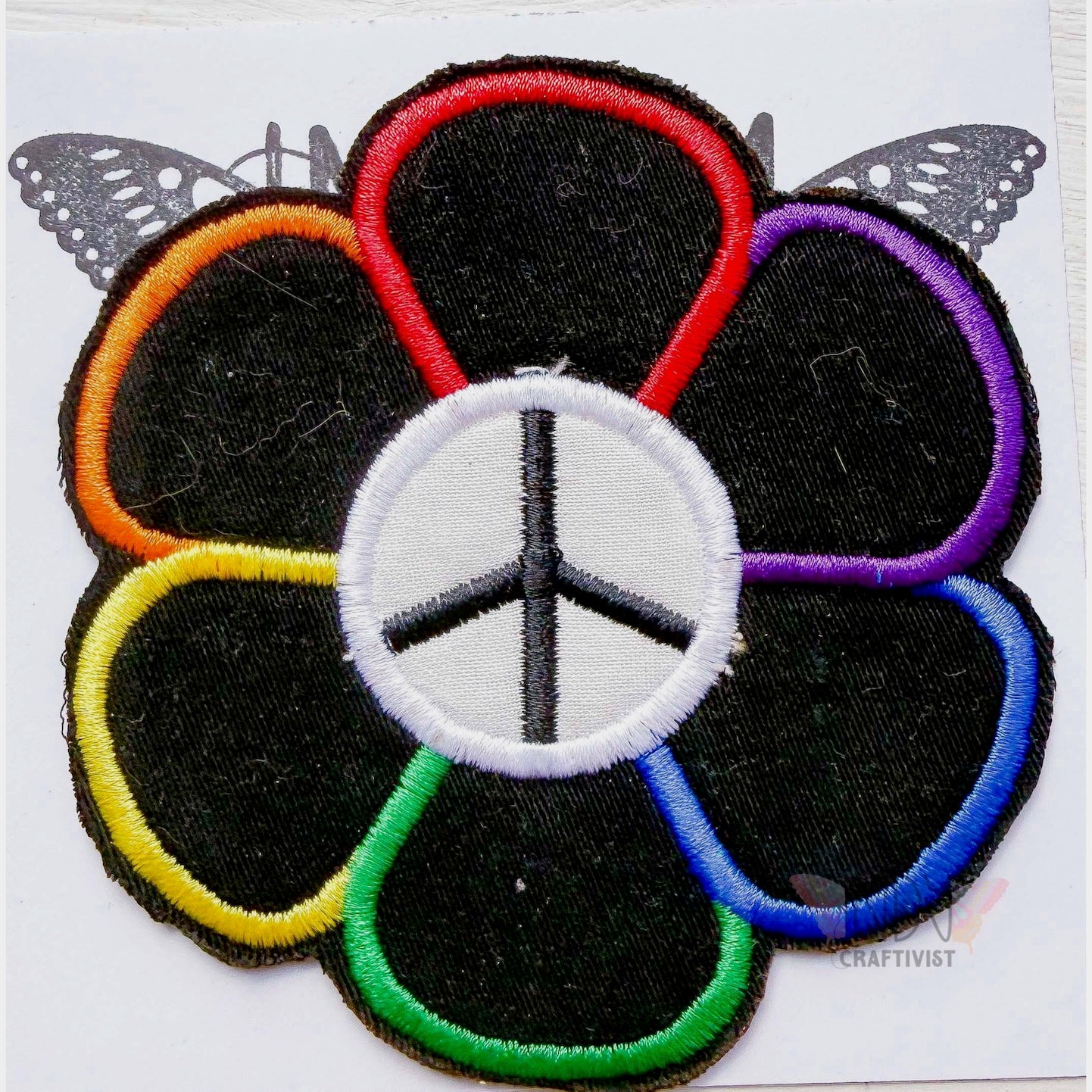 Rainbow Peace Daisy Upcycled Patch