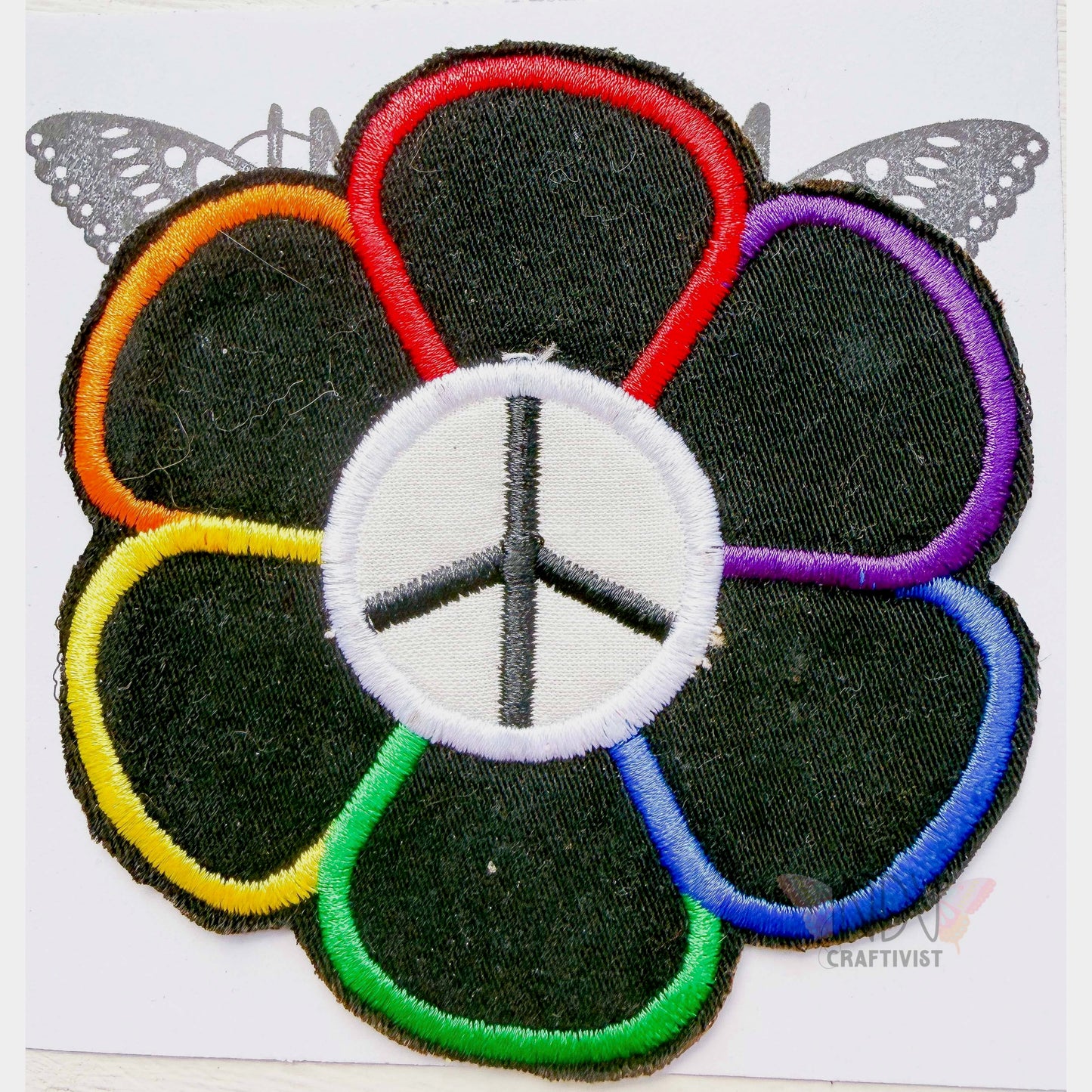 Rainbow Peace Daisy Upcycled Patch