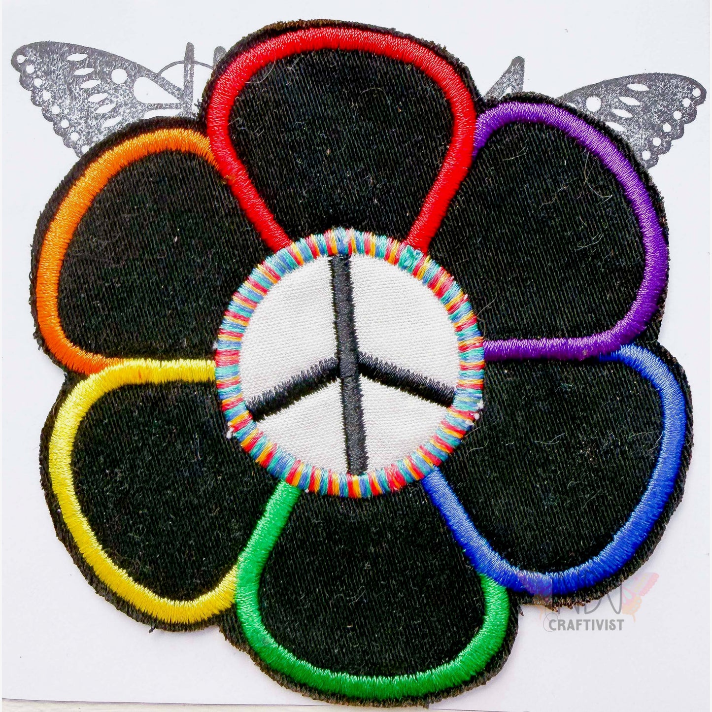 Rainbow Peace Daisy Upcycled Patch