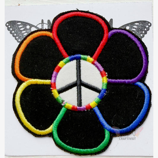 Rainbow Peace Daisy Upcycled Patch