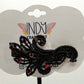 Black Peacock Hair Jewelry with Red Rhinestones