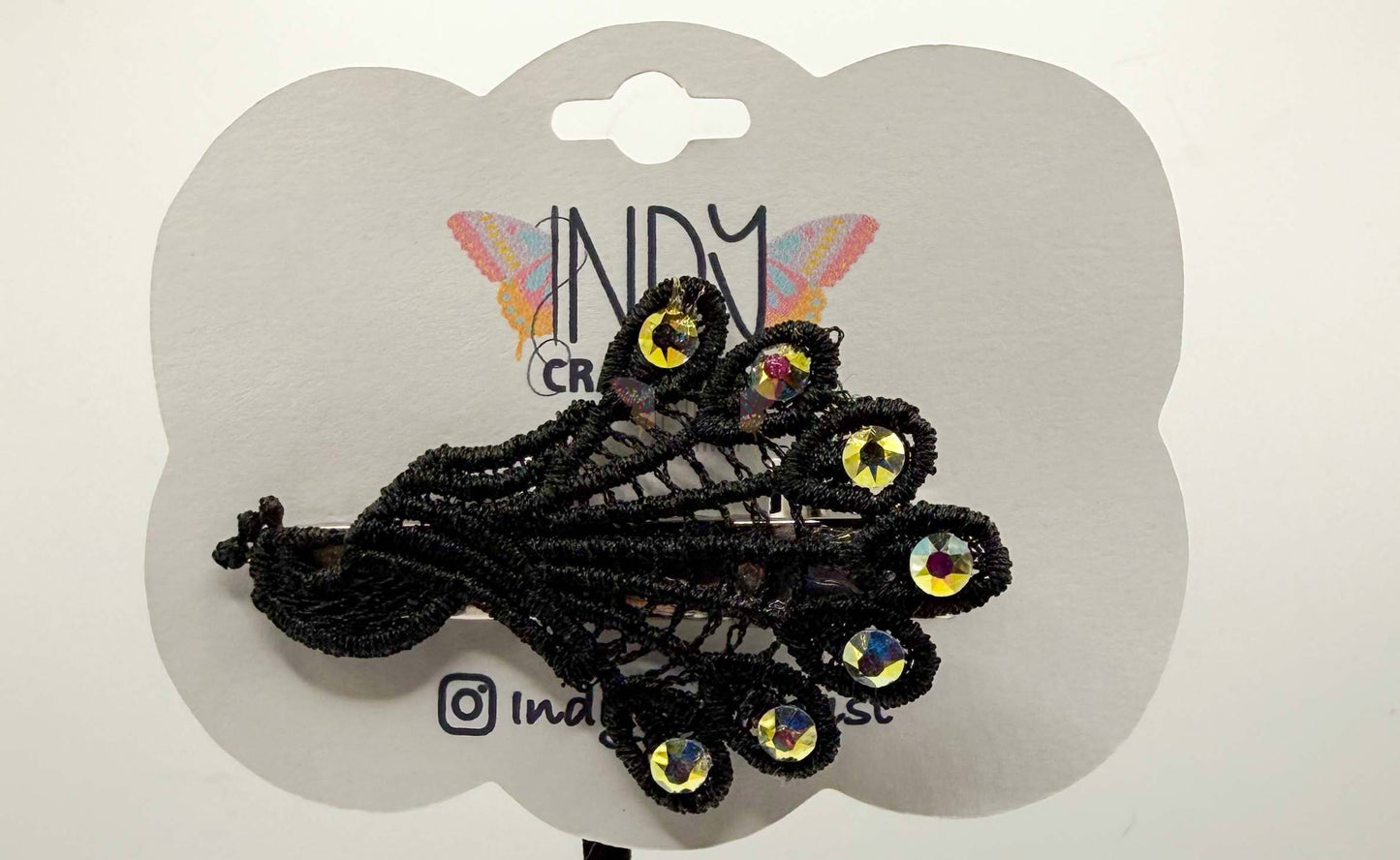 Black Peacock Hair Jewelry with AB Stones