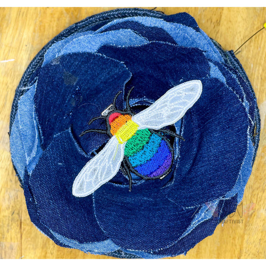Freestanding Lace Pride Bee Embroidered Hair Clip