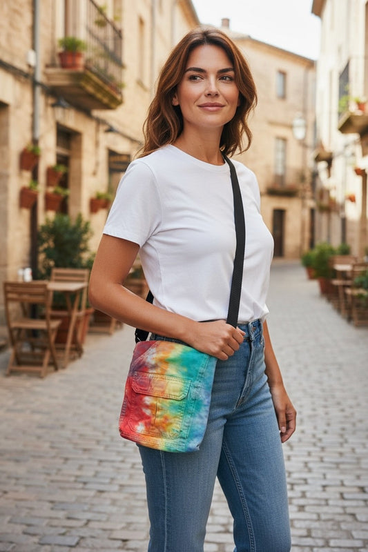 Rainbow Cargo Upcycled Crossbody Pocket Bag