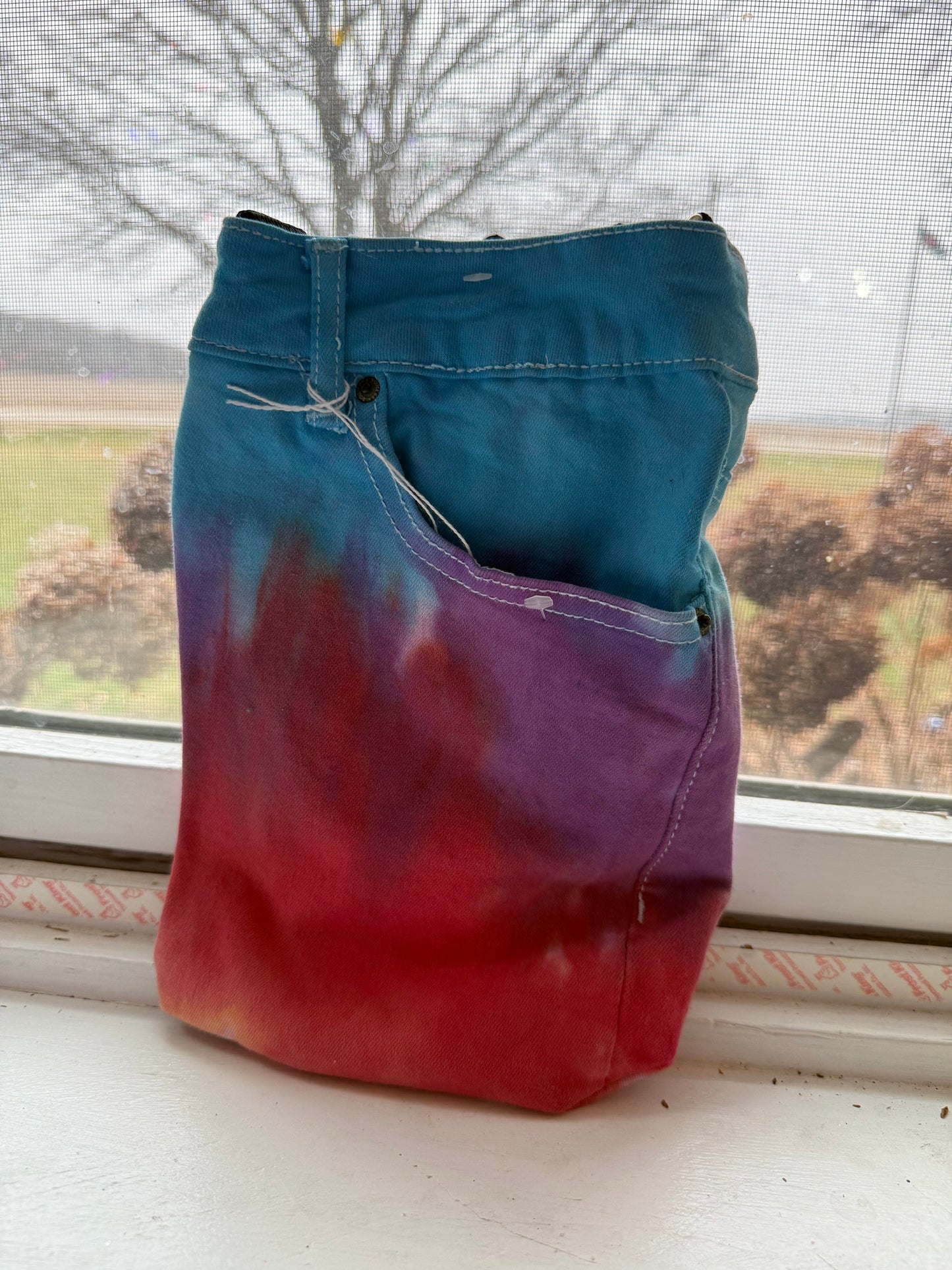 Blue Purple and Red Upcycled Crossbody Pocket Bag