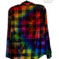 Small Long Sleeve Upcycled Rainbow Swirl with Metallic Thread Tie Dyed Button Down