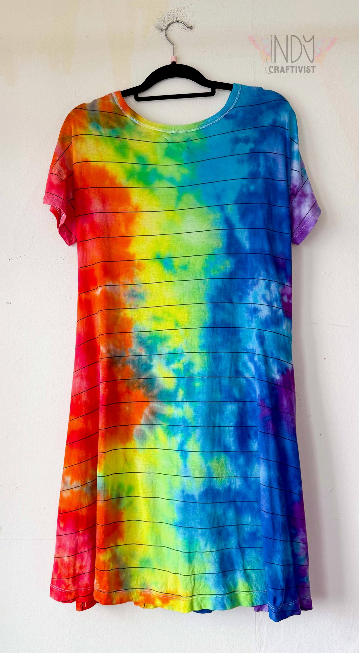Adult Small Rainbow Scrunch Tie Dye Dress