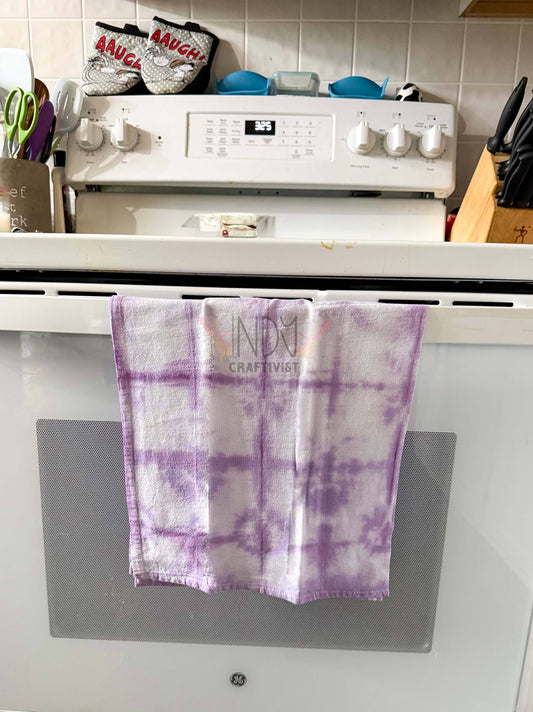 Lilac Shibori Like Tie Dyed Tea Towels