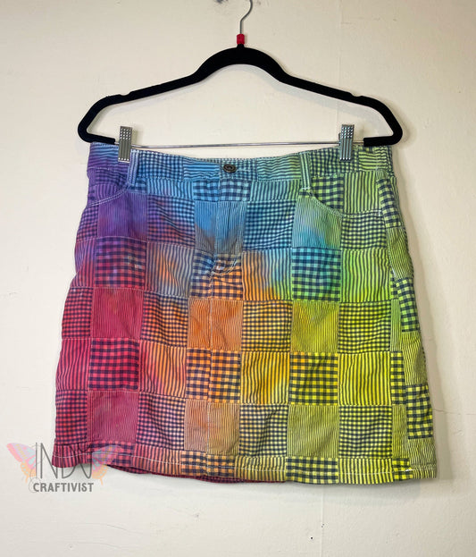 Croft & Barrow Size 12 Upcycled Tie Dye Patchwork Skort
