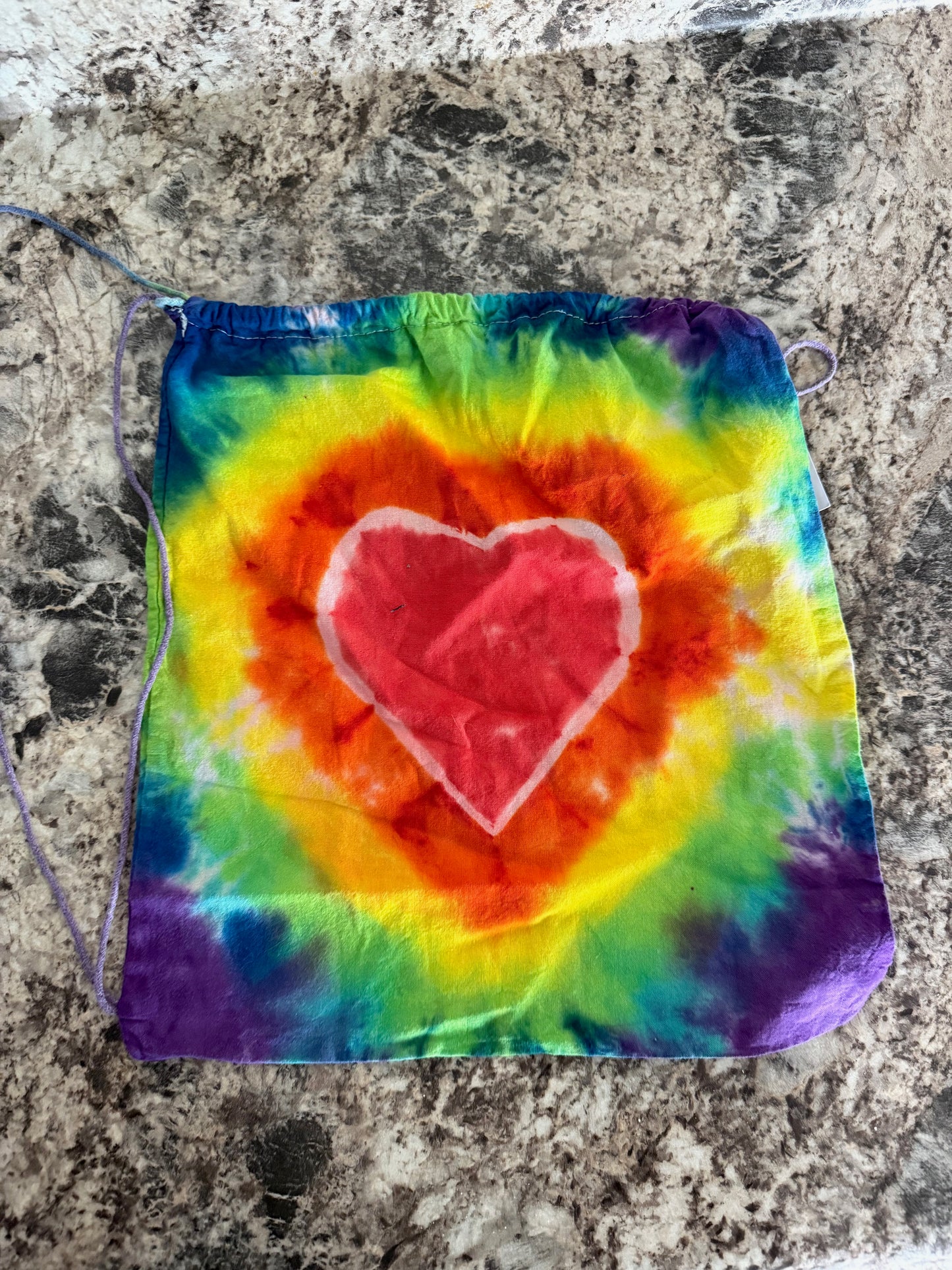 Tie Dye Heart Tote Bag Book Bag Style