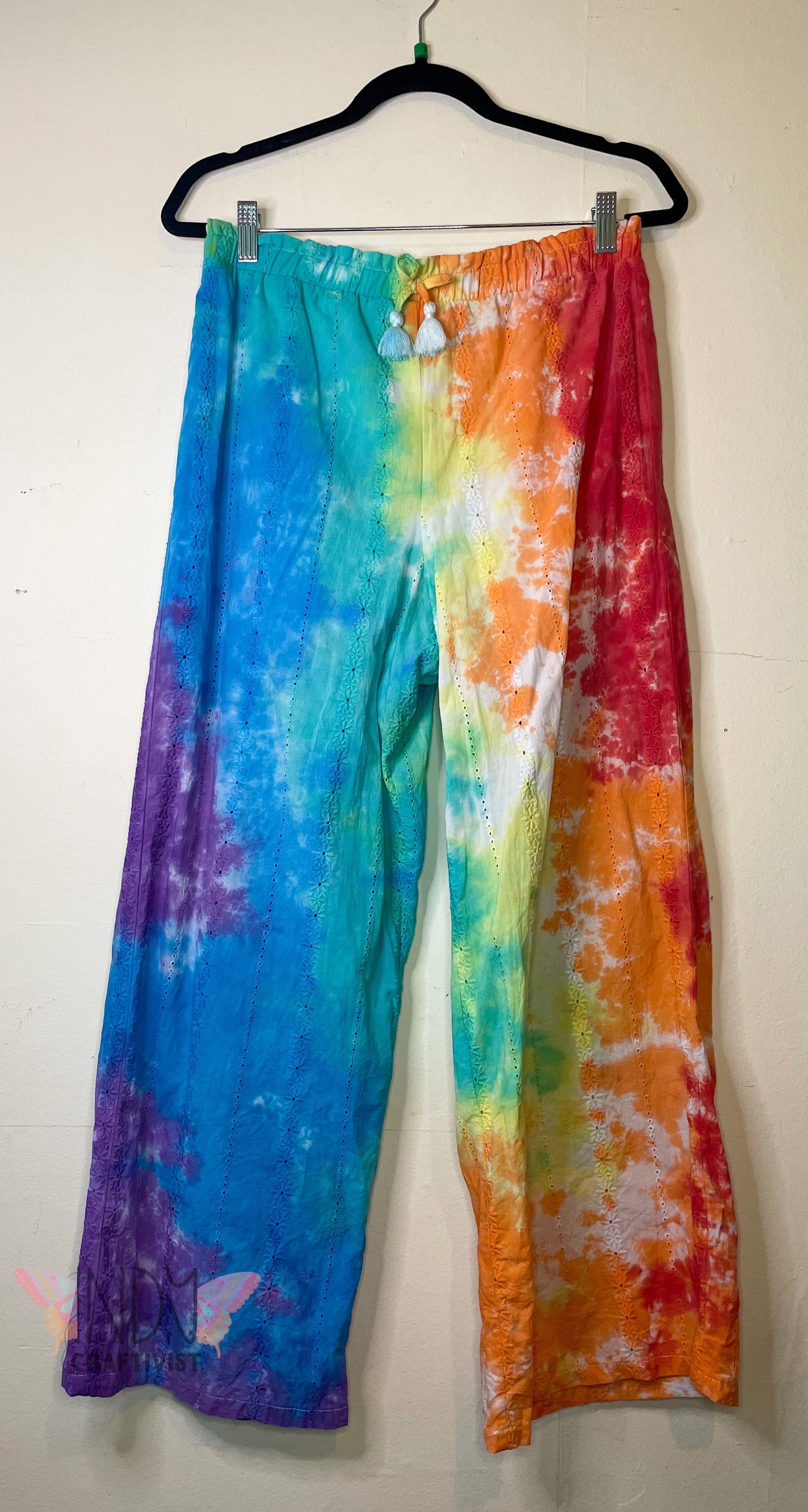 Upcycled XL Tie Dyed Eyelet Pants