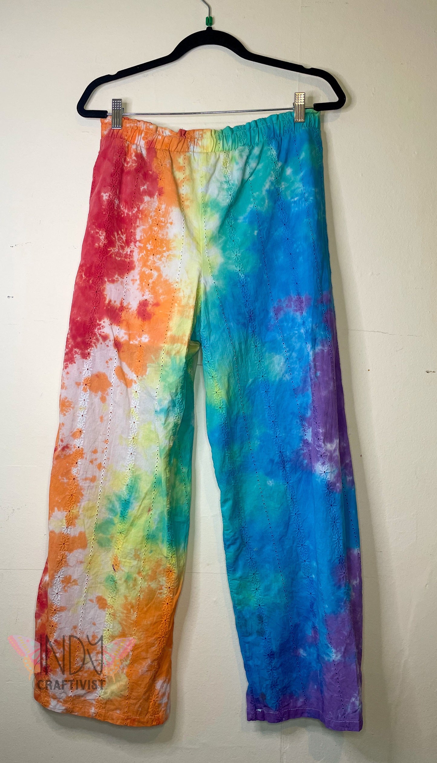 Upcycled XL Tie Dyed Eyelet Pants