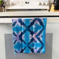 Navy, Blue & Lilac Shibori Like Tie Dyed Tea Towels