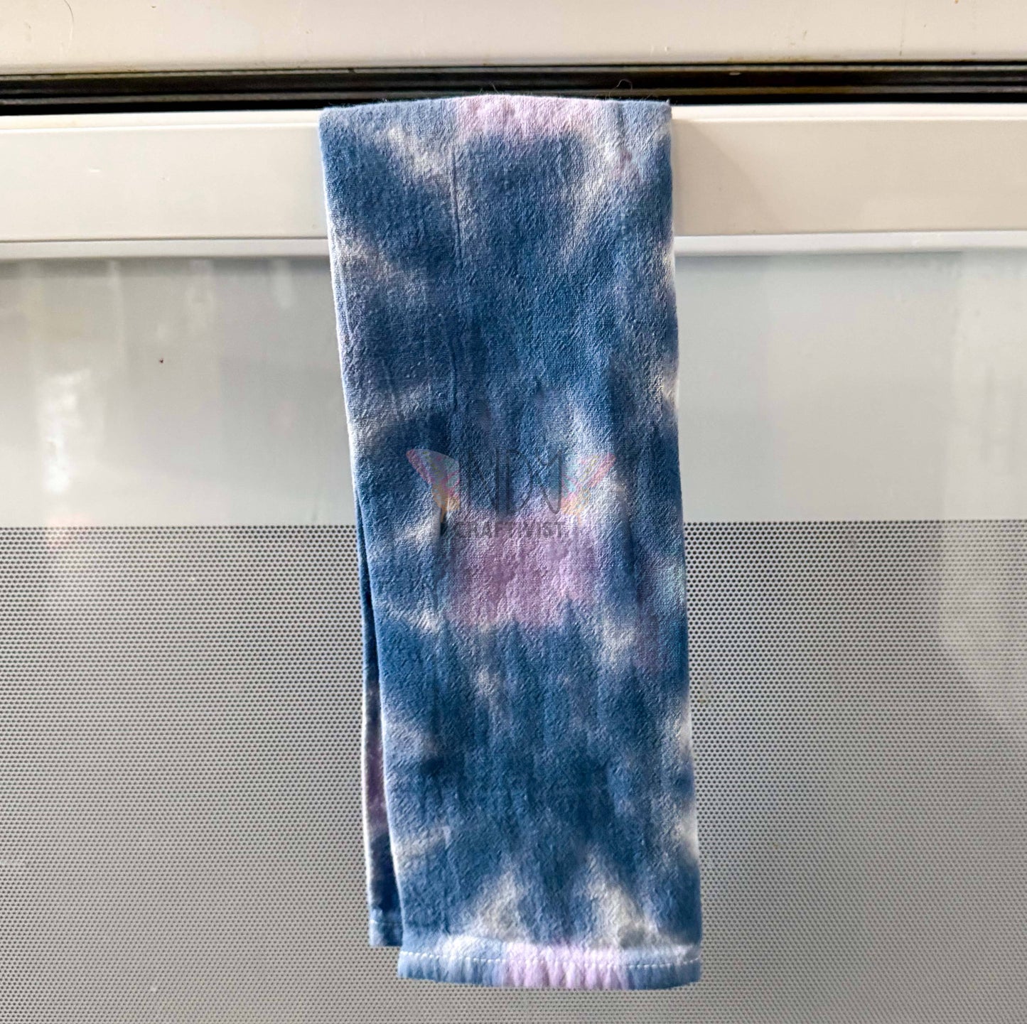 Navy and Lilac Shibori Inspired Tie Dyed Tea Towels