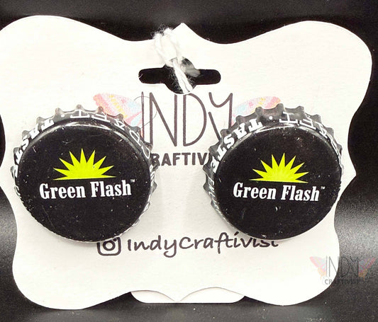 Green Flash Bottle Cap Cuff Links