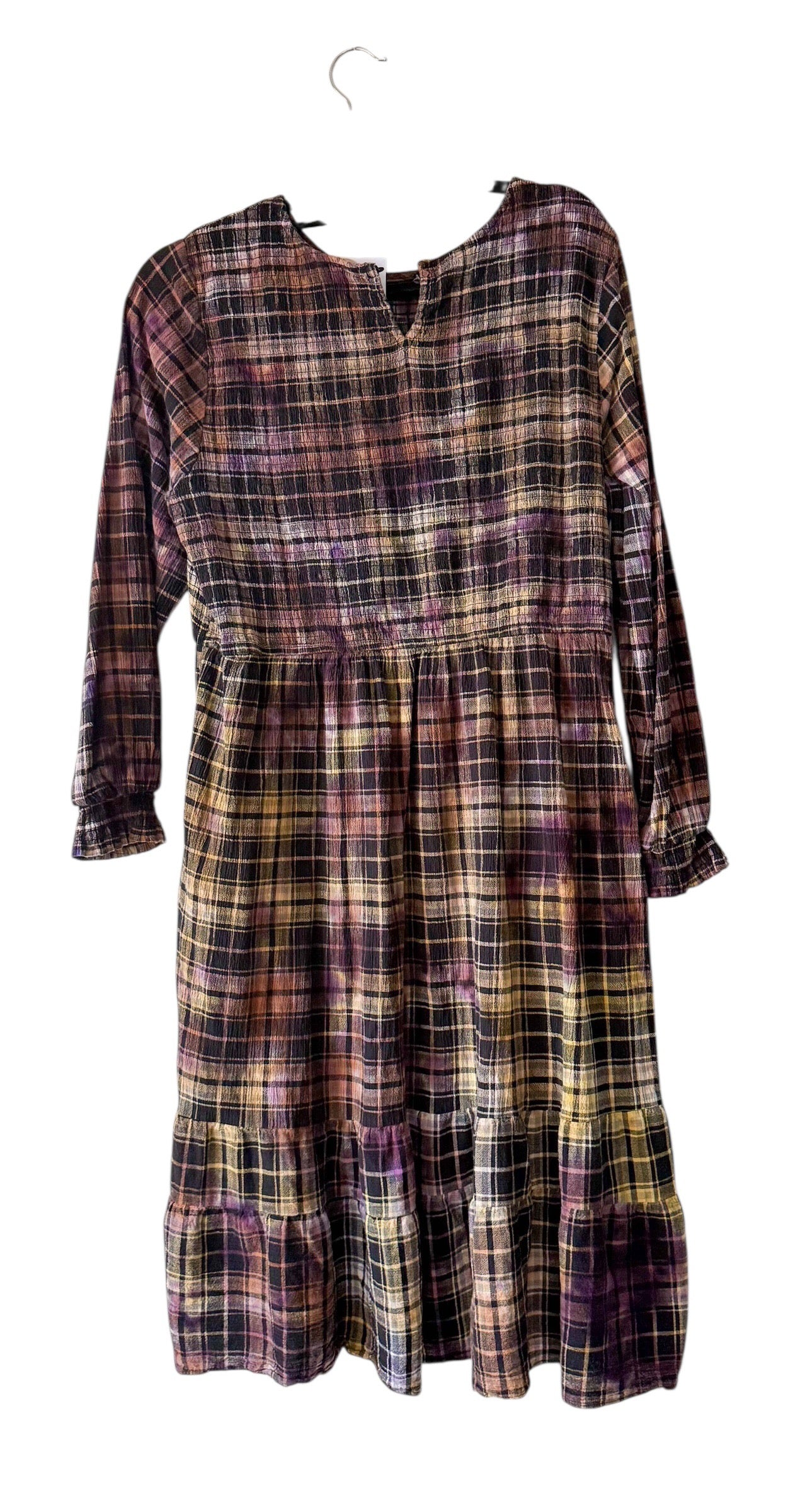 Adult Extra Large Plaid Upcycled Tie Dye Dress