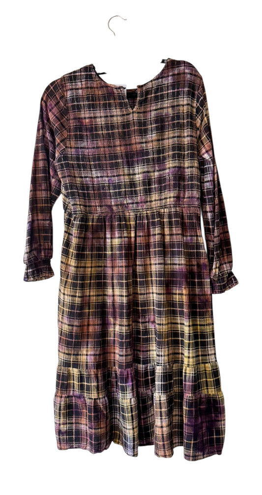 Adult Extra Large Plaid Upcycled Tie Dye Dress