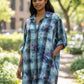 Adult Large Upcycled Buttondown Lightweight Tie Dye Dress With Belt