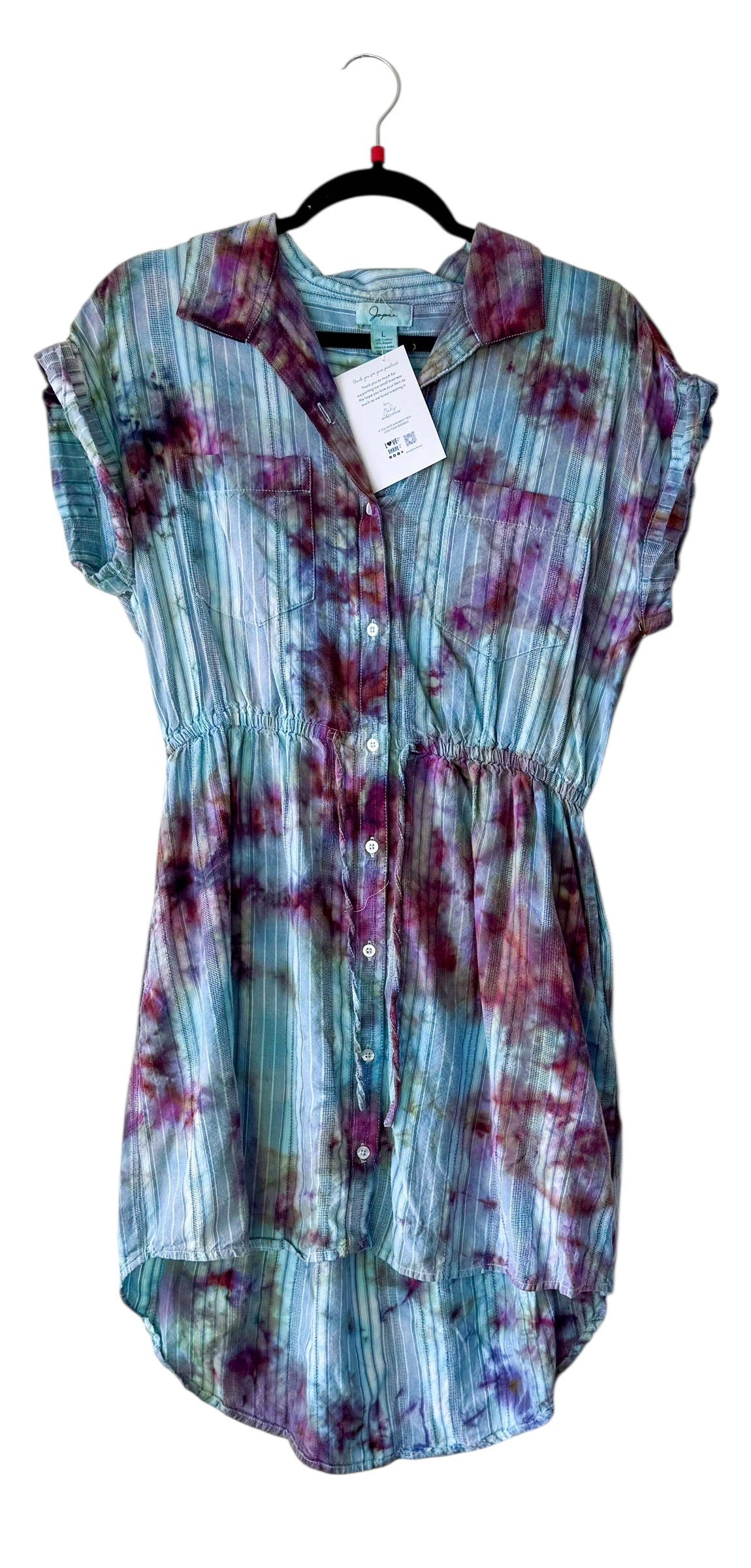 Adult Large Upcycled Tie Dye Dress with Elastic Waist