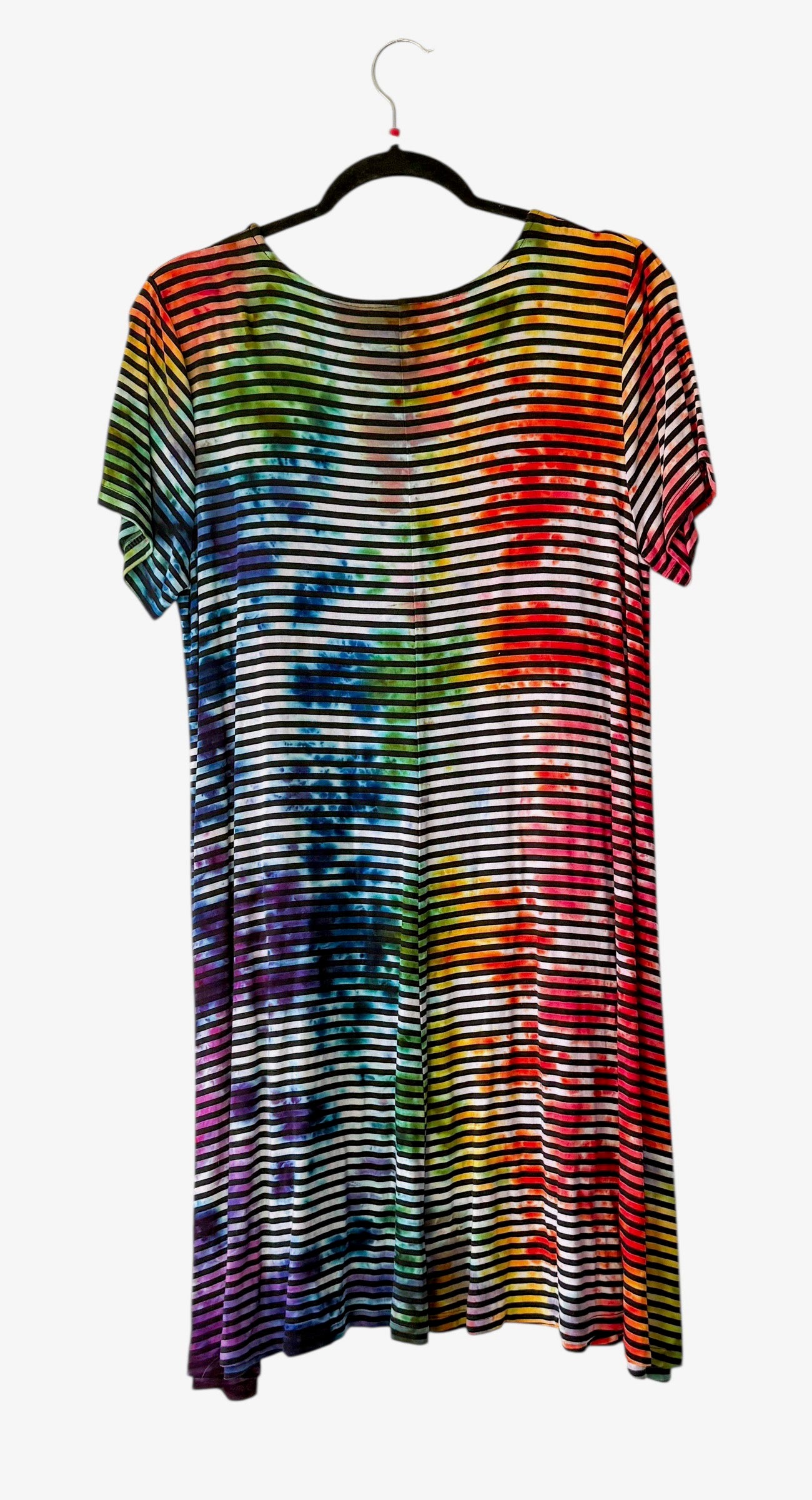 Adult Large Upcycled Striped Tie Dye Dress