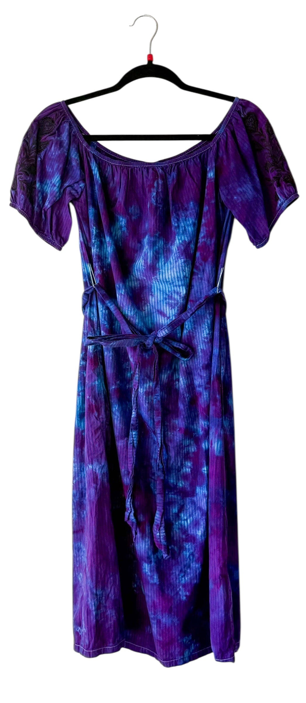 Adult Large Upcycled Tie Dye Striped Dress With Belt