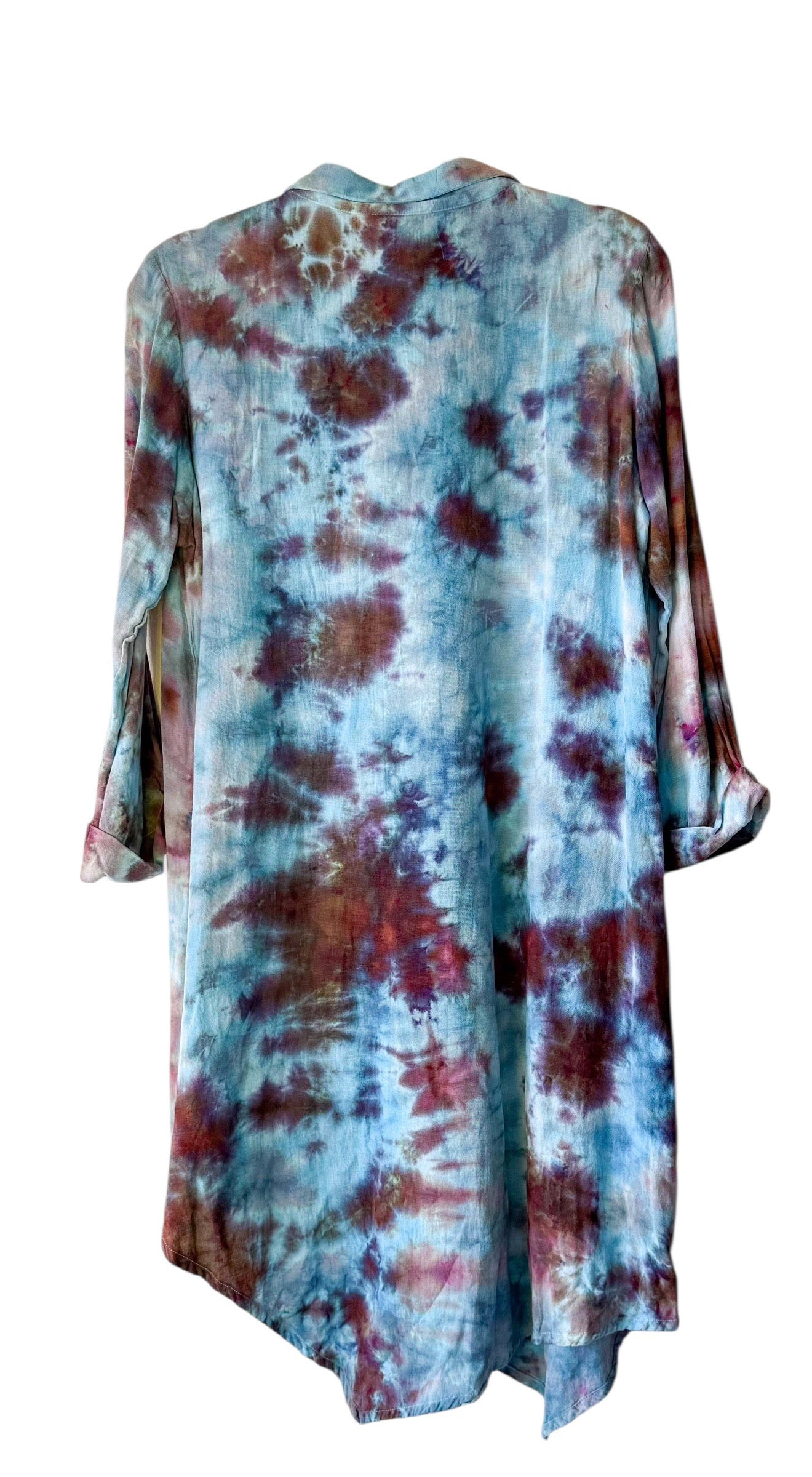 Adult Large Upcycled Buttondown Lightweight Tie Dye Dress