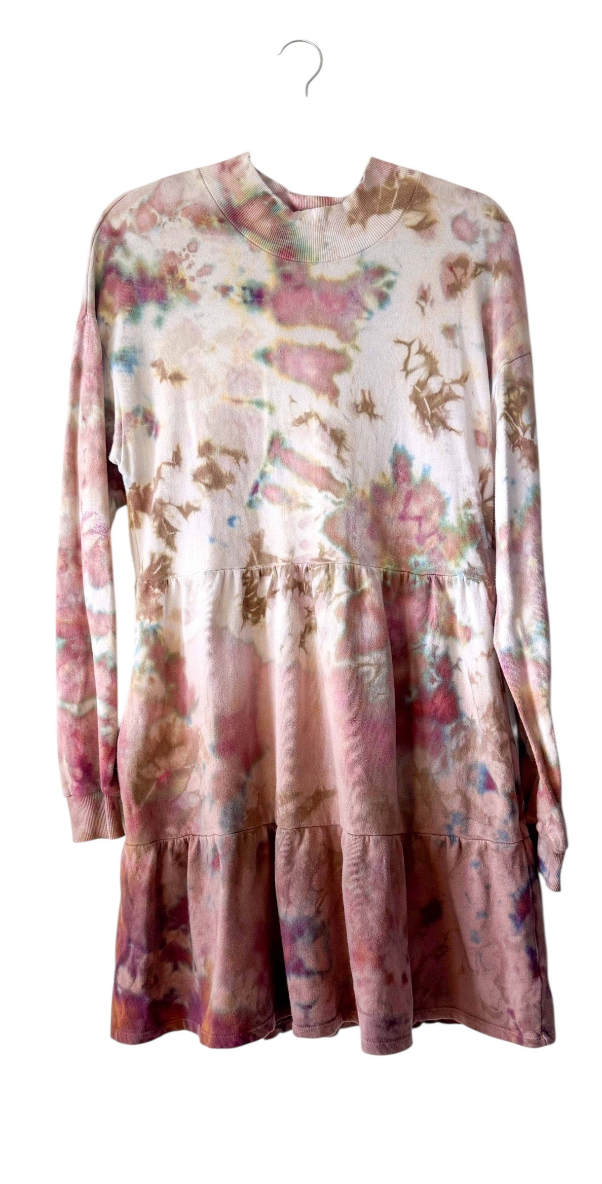 Adult Large Sweatshirt Upcycled Tie Dye Dress With Pockets