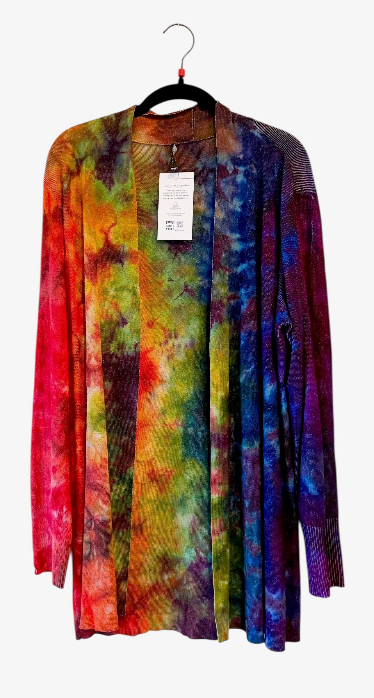 Adult Large Long Sleeve Upcycled Tie Dyed cardigan
