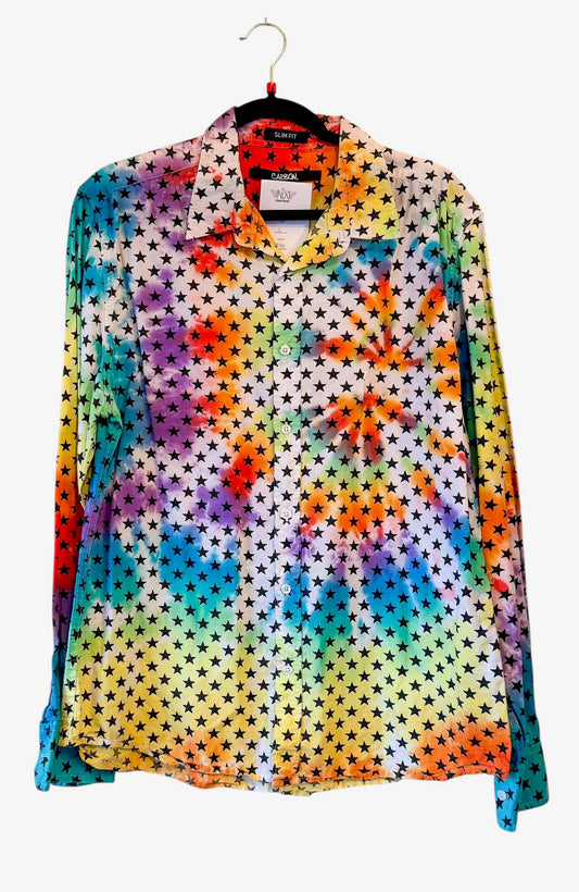Carbon Slim Fit Large Long Sleeve Upcycled Tie Dyed Button Down