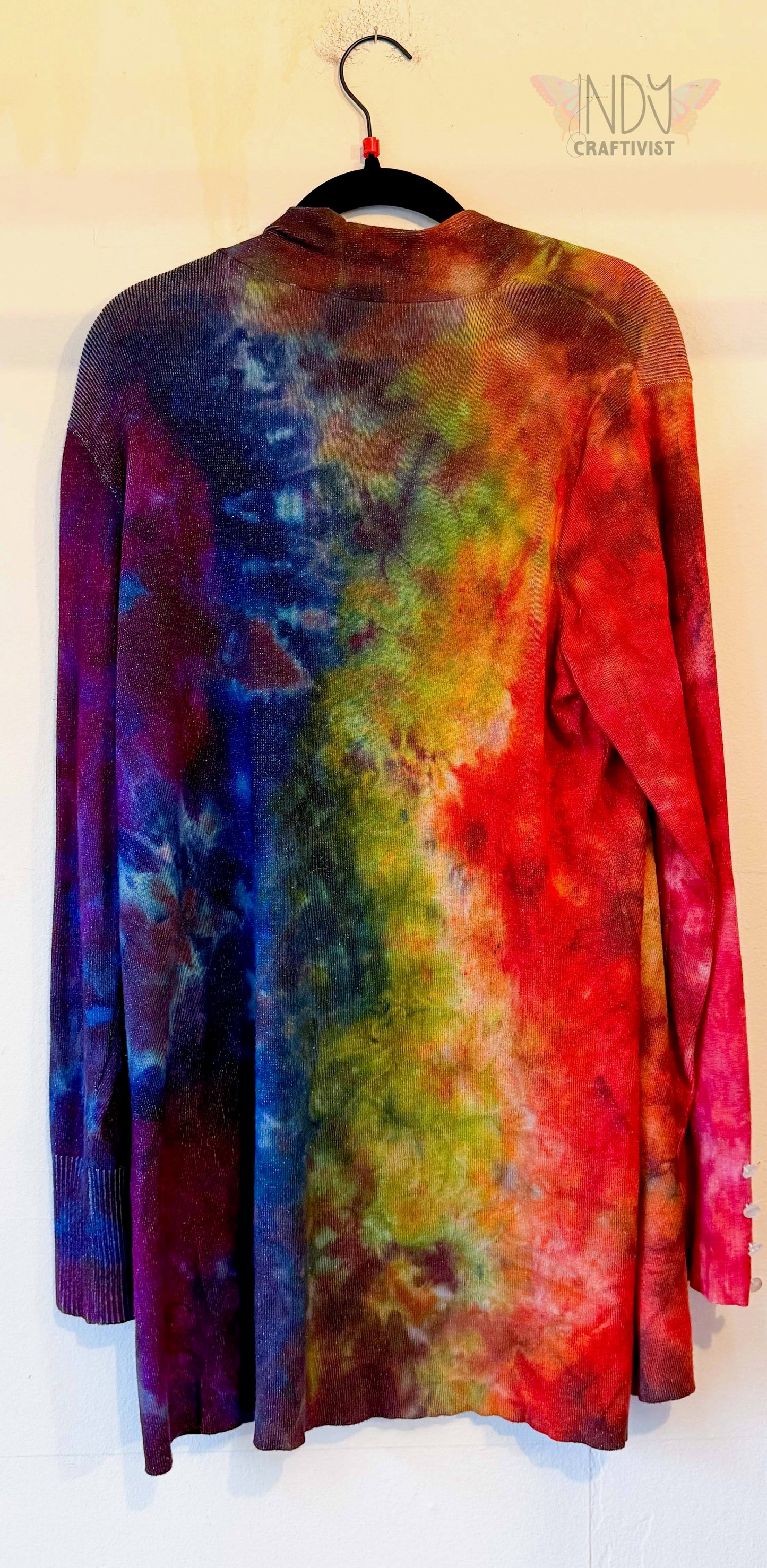 Adult Large Long Sleeve Upcycled Tie Dyed cardigan