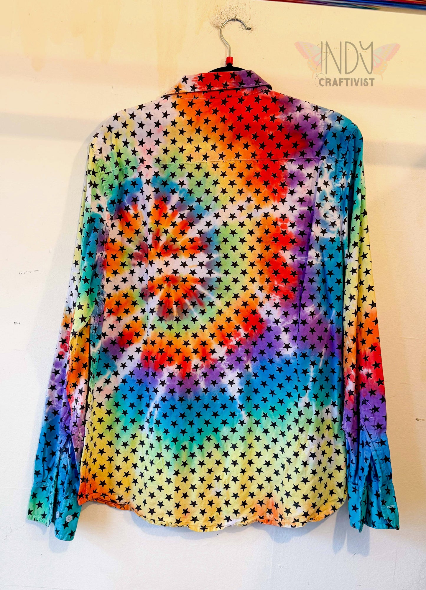 Carbon Slim Fit Large Long Sleeve Upcycled Tie Dyed Button Down