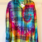 Old Navy Large Long Sleeve Upcycled Flannel Tie Dyed Button Down