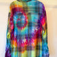 Old Navy Large Long Sleeve Upcycled Flannel Tie Dyed Button Down
