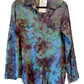 IZOD Large Long Sleeve Upcycled  Flannel Tie Dyed Button Down