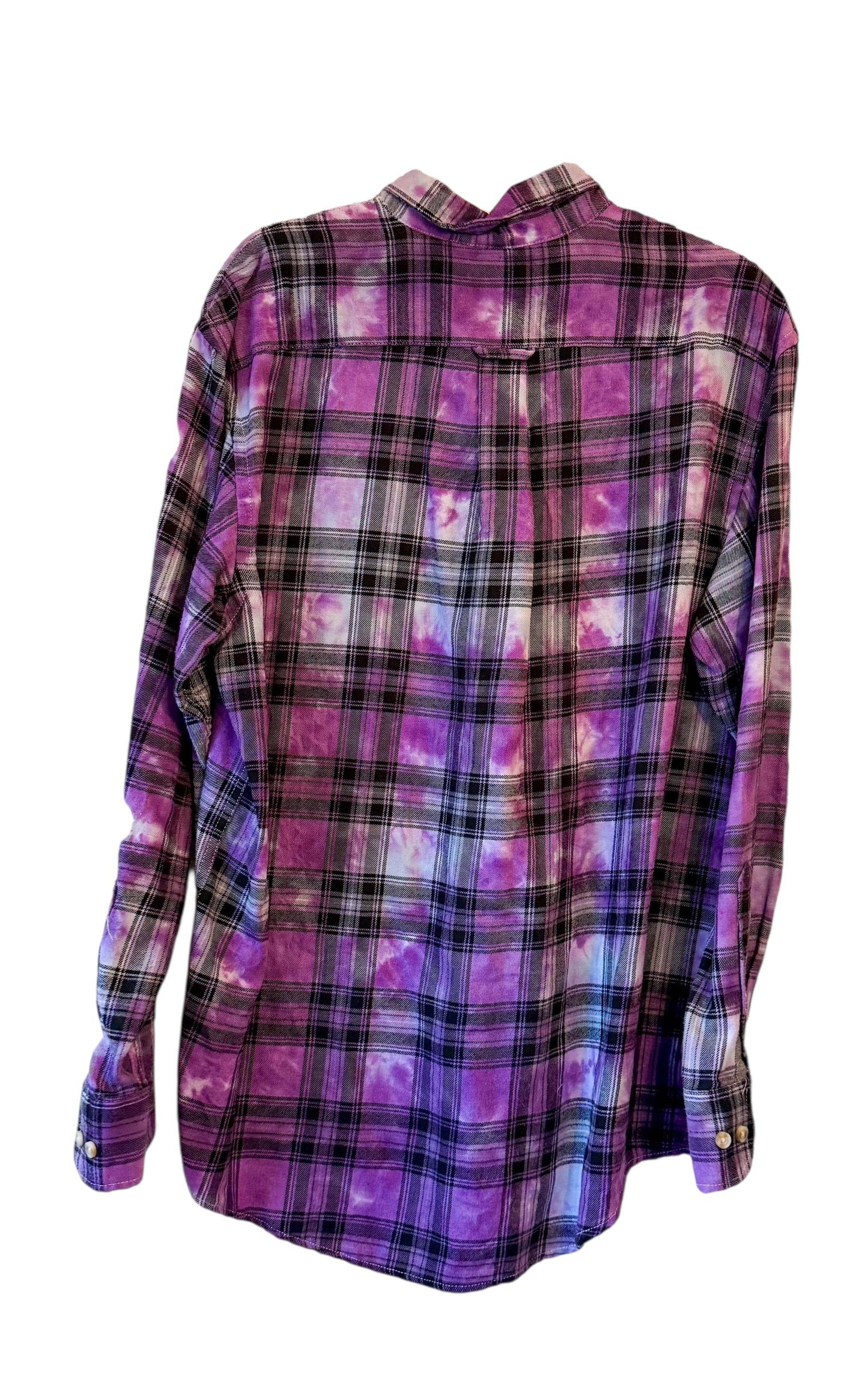 IZOD Large Long Sleeve Upcycled  Flannel Tie Dyed Button Down