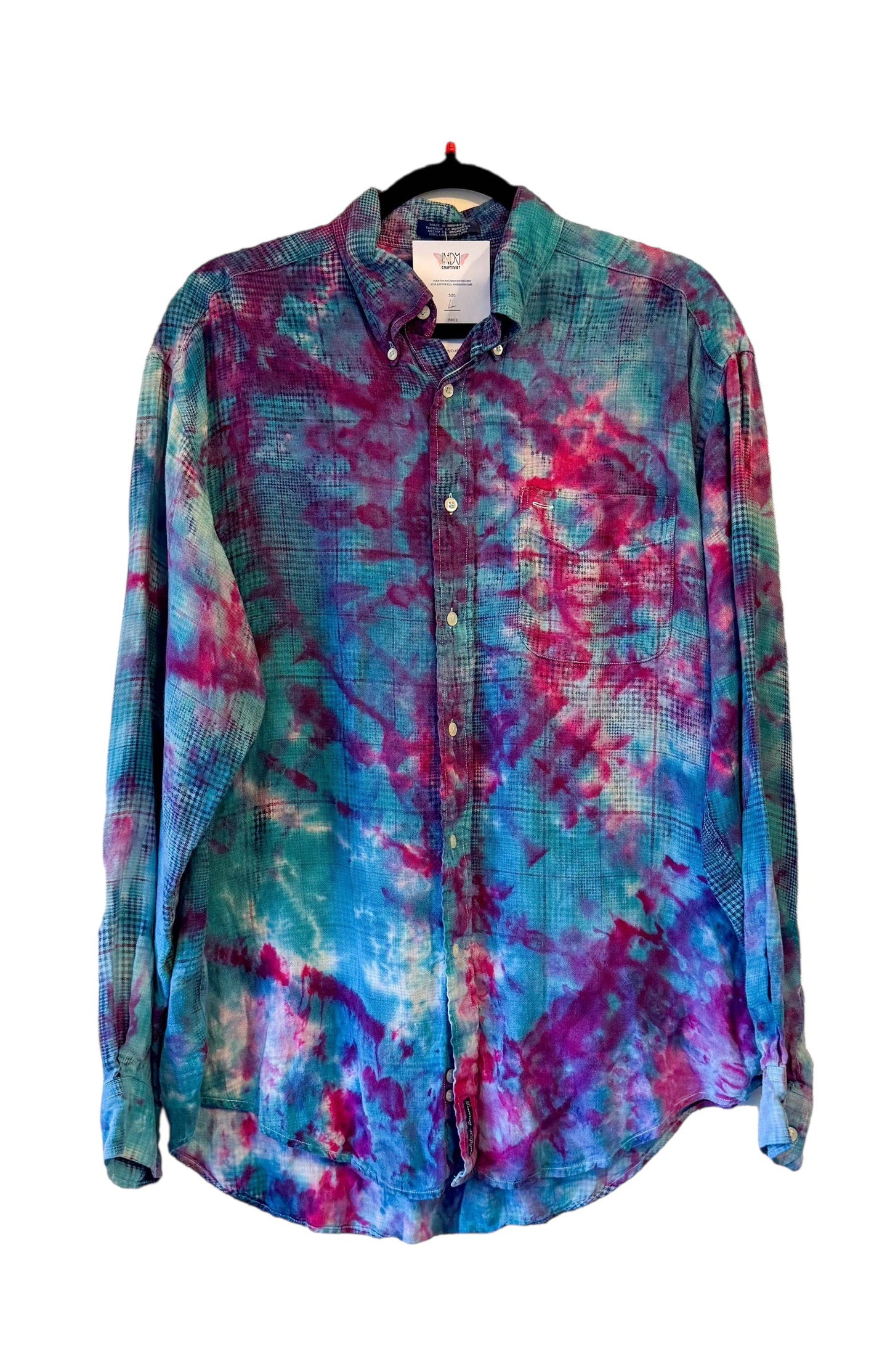 Tommy Hilfiger Large Long Sleeve Upcycled Tie Dyed Button Down