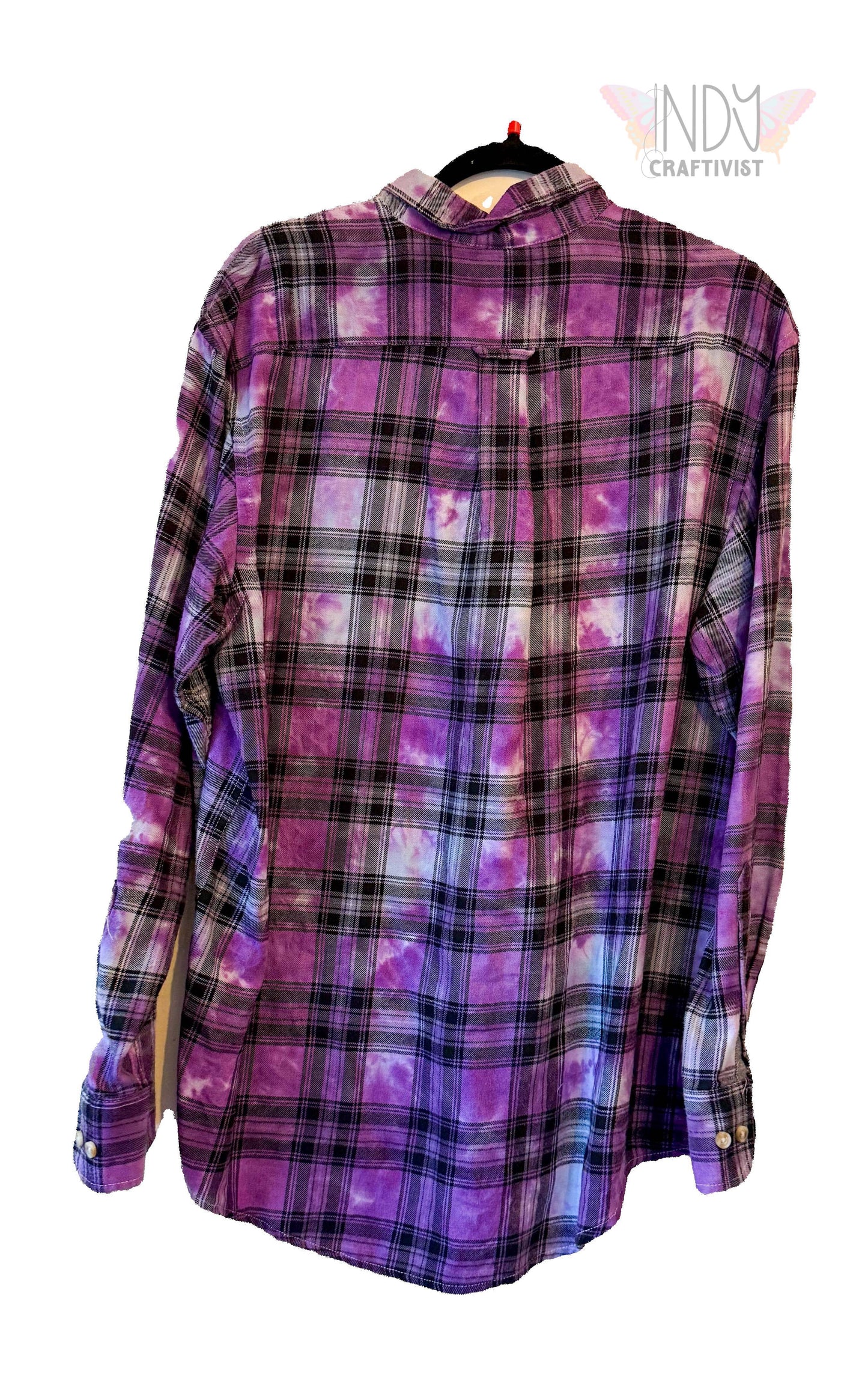 IZOD Large Long Sleeve Upcycled  Flannel Tie Dyed Button Down