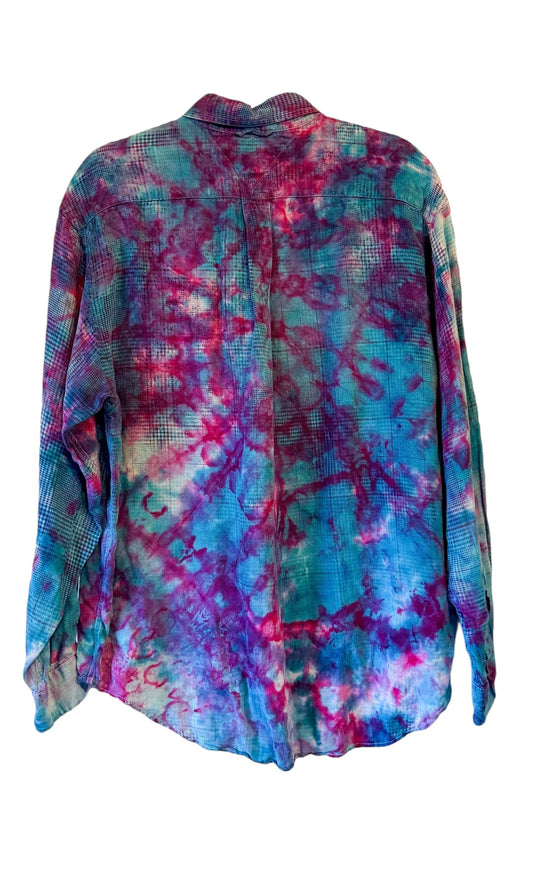 Tommy Hilfiger Large Long Sleeve Upcycled Tie Dyed Button Down