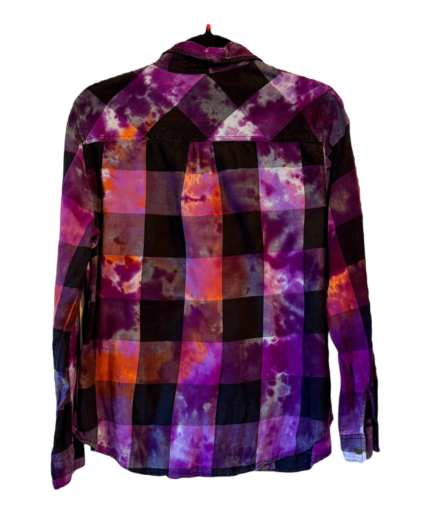 IZOD Large Long Sleeve Upcycled  Flannel Tie Dyed Button Down