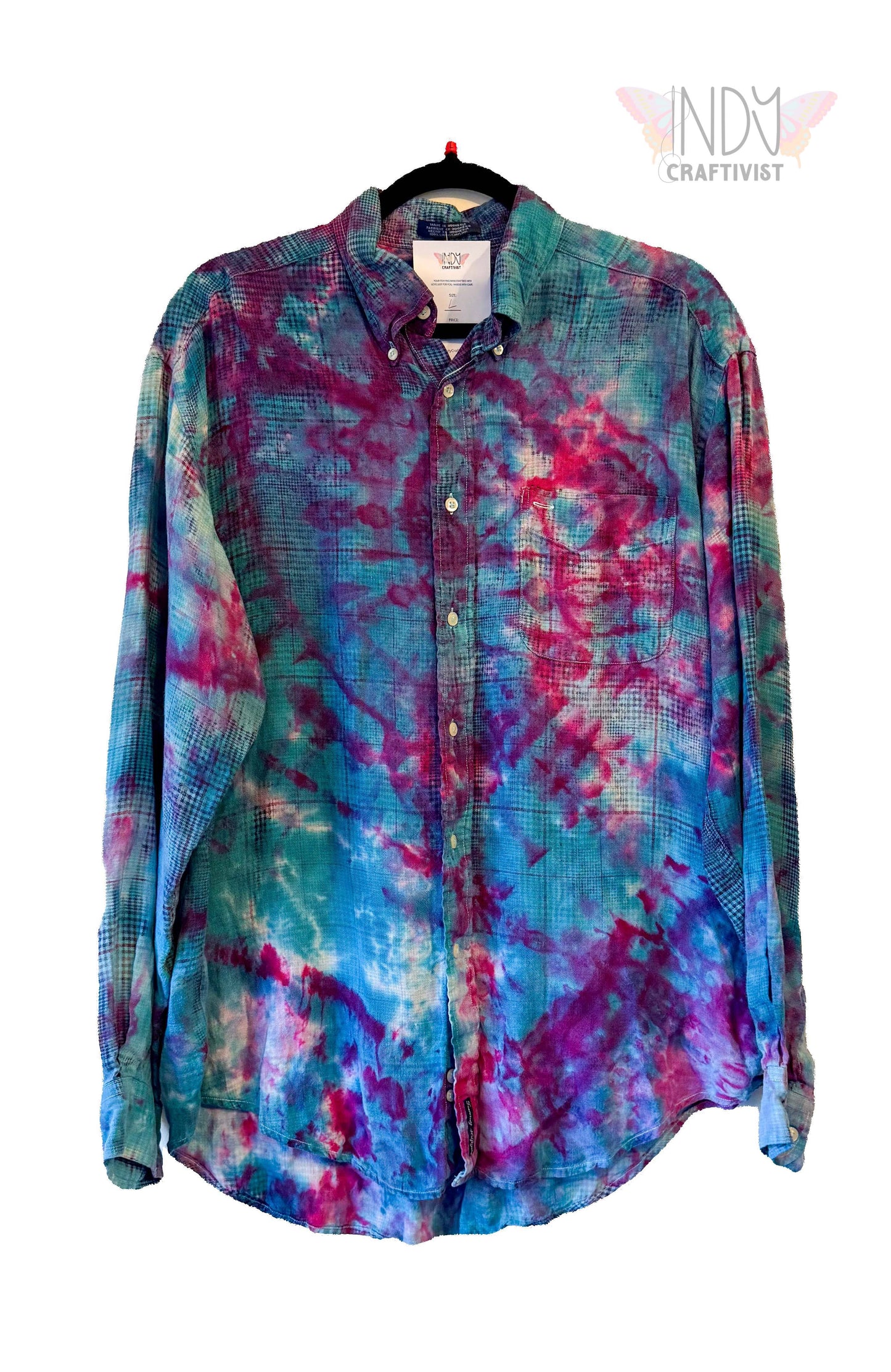 Tommy Hilfiger Large Long Sleeve Upcycled Tie Dyed Button Down