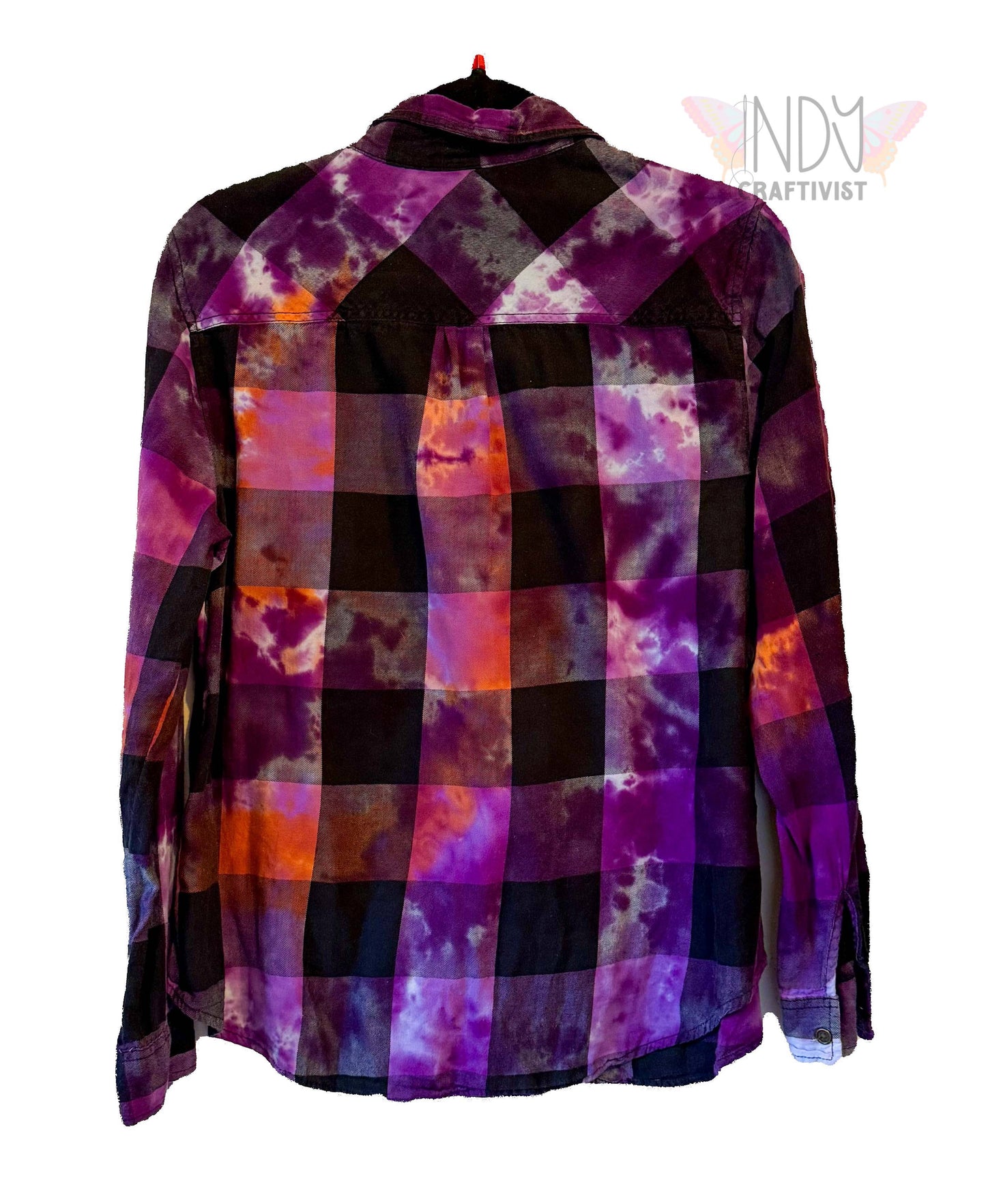 IZOD Large Long Sleeve Upcycled  Flannel Tie Dyed Button Down