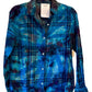IZOD Large Long Sleeve Upcycled  Flannel Tie Dyed Button Down