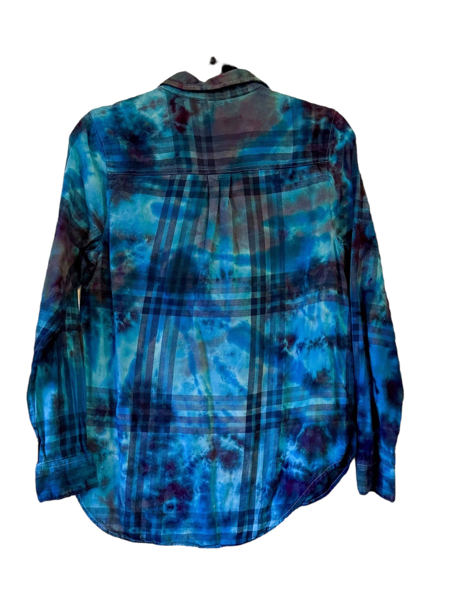 IZOD Large Long Sleeve Upcycled  Flannel Tie Dyed Button Down