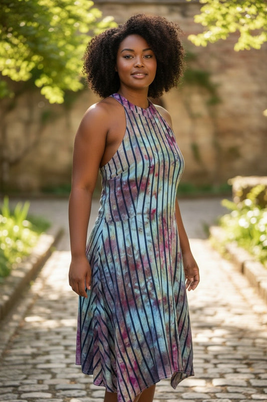 Adult Extra Large Halter Style Upcycled Tie Dye Dress