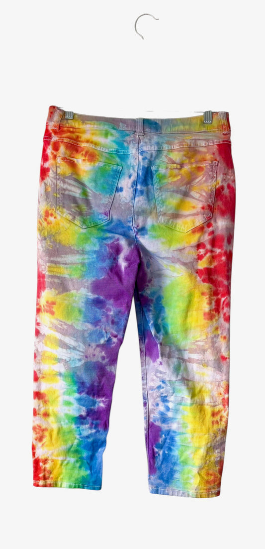 Medium Rainbow Tie Dyed Capri Jeans
