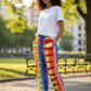 Large Linen-Like Rainbow Tie Dyed Pants with Pockets