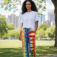 Large Linen-Like Rainbow Tie Dyed Pants with Pockets